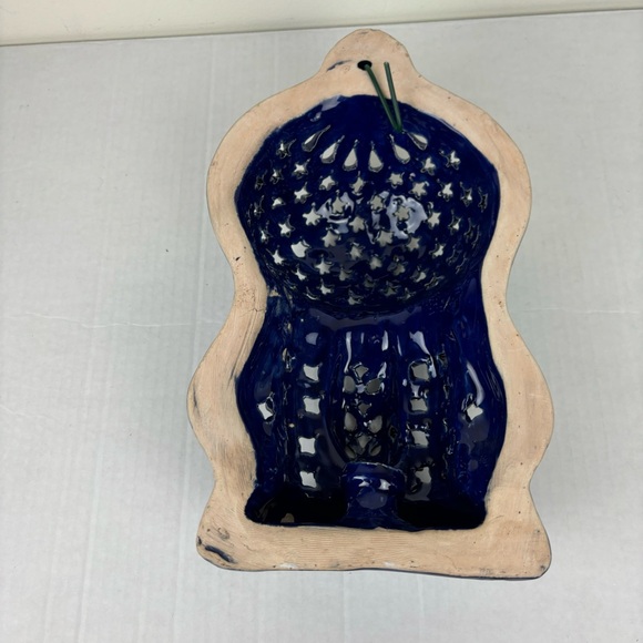 Handmade Tunisian cutout wall lamp in cobalt blue over terracotta - Picture 12 of 14